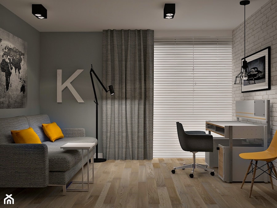 Mieszkanie w Piasecznie 3 - Duże z sofą szare biuro, styl nowoczesny - zdjęcie od Icona Studio