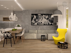nowoczesne mieszkanie w Piasecznie - Średni szary salon z kuchnią z jadalnią, styl nowoczesny - zdjęcie od Icona Studio