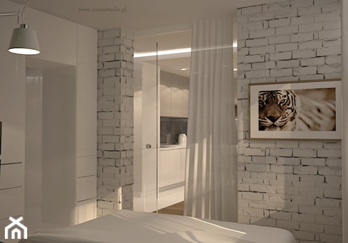 nowoczesne mieszkanie w Piasecznie - Mała biała sypialnia, styl nowoczesny - zdjęcie od Icona Studio