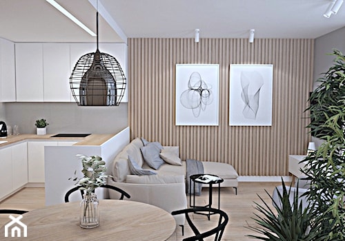 Metamorfoza mieszkania w Piasecznie 4 - Średni szary salon z kuchnią z jadalnią, styl nowoczesny - zdjęcie od Icona Studio