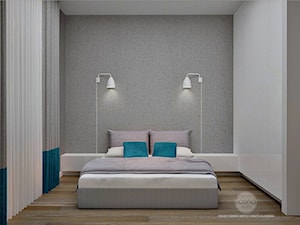 Mieszkanie w Wilanowie - Duża szara sypialnia, styl minimalistyczny - zdjęcie od Icona Studio