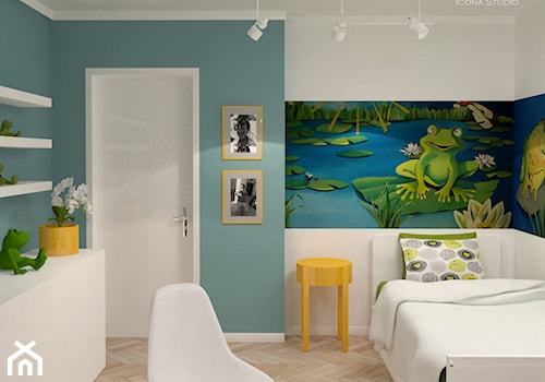 pokój dziecka - Mały niebieski zielony pokój dziecka dla dziecka dla chłopca dla dziewczynki, styl nowoczesny - zdjęcie od Icona Studio