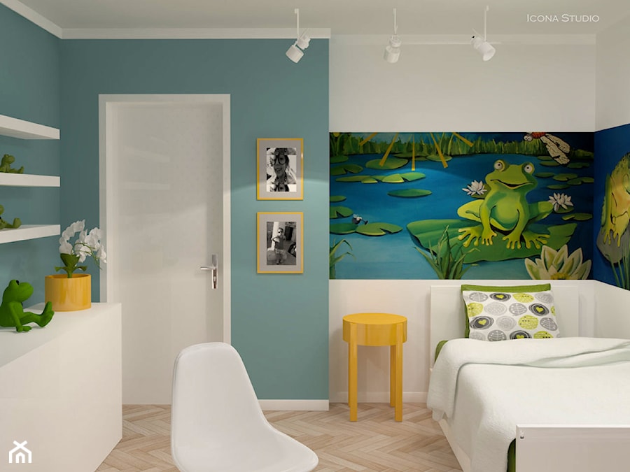 pokój dziecka - Mały niebieski zielony pokój dziecka dla dziecka dla chłopca dla dziewczynki, styl nowoczesny - zdjęcie od Icona Studio