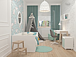 Segment w Józefosławiu 1 - Średni biały niebieski pokój dziecka dla dziecka dla chłopca, styl nowoczesny - zdjęcie od Icona Studio
