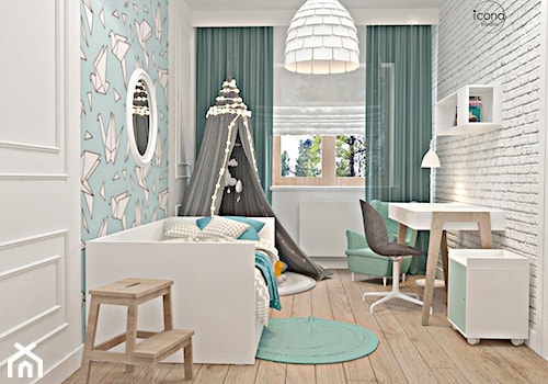 Segment w Józefosławiu 1 - Średni biały niebieski pokój dziecka dla dziecka dla chłopca, styl nowoczesny - zdjęcie od Icona Studio