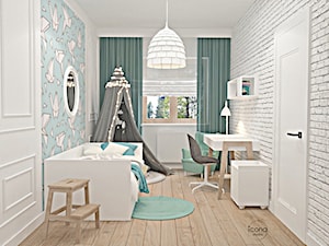 Segment w Józefosławiu 1 - Średni biały szary pokój dziecka dla dziecka dla chłopca, styl nowoczesny - zdjęcie od Icona Studio
