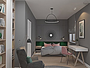 Segment w Józefosławiu 1 - Duża czarna z biurkiem sypialnia, styl nowoczesny - zdjęcie od Icona Studio