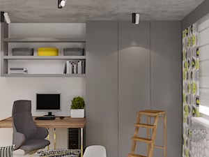 nowoczesne mieszkanie w Piasecznie - Duże w osobnym pomieszczeniu białe szare biuro, styl nowoczesny - zdjęcie od Icona Studio