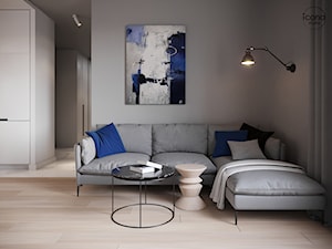 Mieszkanie w Piasecznie 6 - Średni biały szary salon z kuchnią, styl minimalistyczny - zdjęcie od Icona Studio