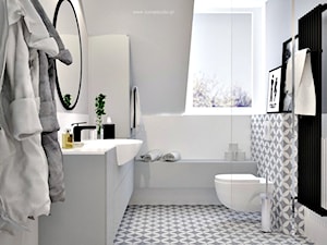 Poddasze w Głoskowie - Mała na poddaszu łazienka z oknem, styl nowoczesny - zdjęcie od Icona Studio