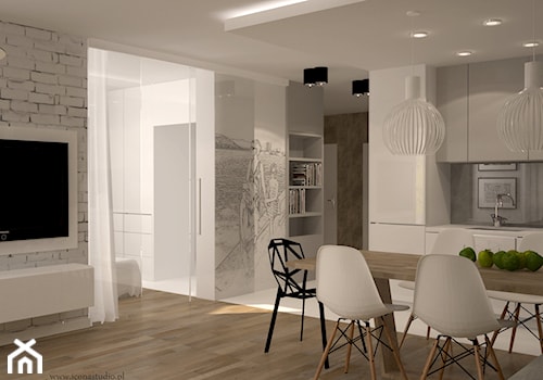 nowoczesne mieszkanie w Piasecznie - Średnia biała jadalnia w salonie, styl nowoczesny - zdjęcie od Icona Studio