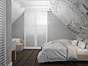 Dom Wólka Kozodawska - Średnia szara z biurkiem sypialnia na poddaszu, styl glamour - zdjęcie od Icona Studio