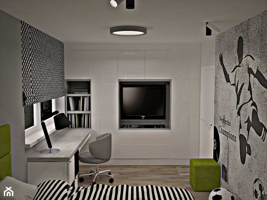 Mieszkanie w Piasecznie 3 - Średni biały szary pokój dziecka dla nastolatka dla chłopca, styl nowoczesny - zdjęcie od Icona Studio