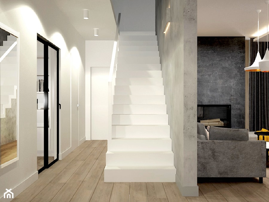 Dom koło Konstancina - Średni biały hol / przedpokój, styl nowoczesny - zdjęcie od Icona Studio