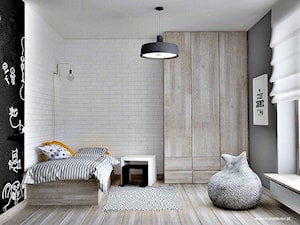 Dom w Warszawie - Średni biały czarny szary pokój dziecka dla nastolatka dla dziewczynki, styl nowoczesny - zdjęcie od Icona Studio