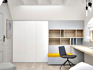 Dom Wólka Kozodawska - Mały biały szary pokój dziecka dla nastolatka dla chłopca, styl nowoczesny - zdjęcie od Icona Studio