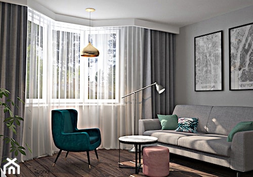 Metamorfoza mieszkania w Piasecznie 2 - Średni biały szary salon, styl nowoczesny - zdjęcie od Icona Studio