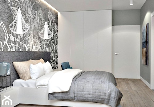 Dom koło Konstancina - Średnia biała szara sypialnia, styl nowoczesny - zdjęcie od Icona Studio
