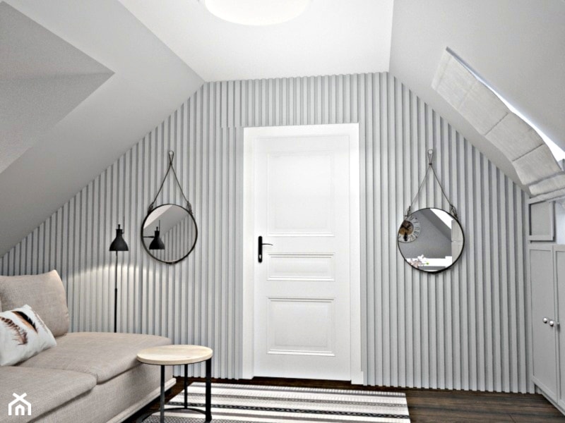 Dom Wólka Kozodawska - Średni biały salon, styl skandynawski - zdjęcie od Icona Studio