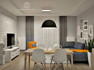 Mieszkanie w Wilanowie - Średnia biała jadalnia w salonie, styl skandynawski - zdjęcie od Icona Studio