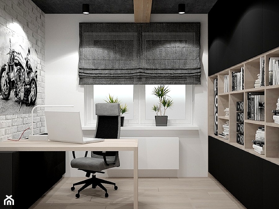Dom koło Konstancina - Średnie białe szare biuro, styl nowoczesny - zdjęcie od Icona Studio