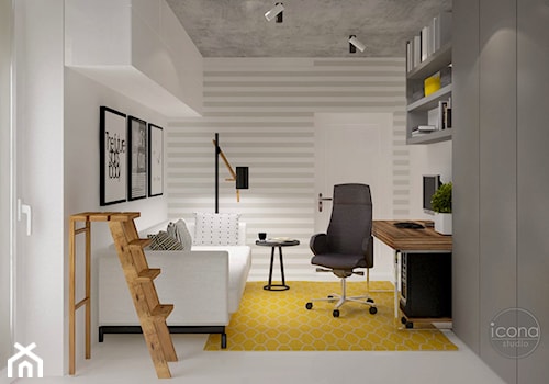 nowoczesne mieszkanie w Piasecznie - Małe z sofą białe biuro, styl nowoczesny - zdjęcie od Icona Studio