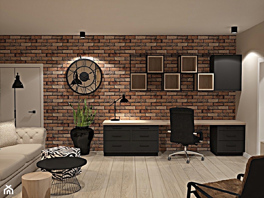 Dom w Zalesiu Górnym - Biuro, styl industrialny - zdjęcie od Icona Studio