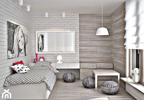 Dom w Warszawie - Średni biały brązowy pokój dziecka dla dziecka dla dziewczynki, styl nowoczesny - zdjęcie od Icona Studio
