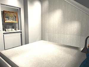 Sypialnia - Ursynów - Średnia szara sypialnia na poddaszu, styl nowoczesny - zdjęcie od ZAGGO Dorota Pielaszek
