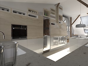 Poddasze_salon z kuchnią - Kuchnia, styl nowoczesny - zdjęcie od Kadoka Architekci