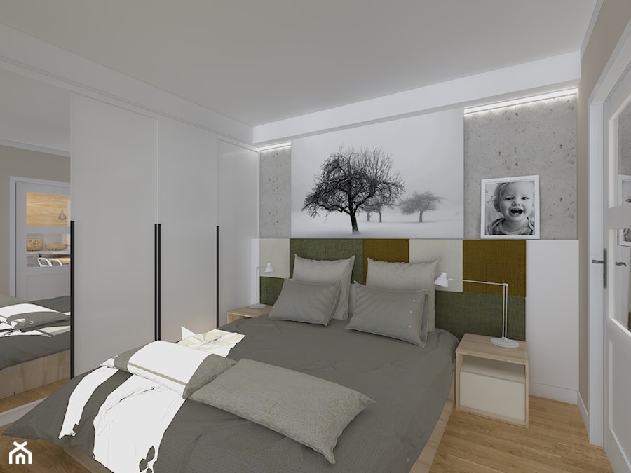 Sypialnia w szarościach - zdjęcie od Kadoka Architekci