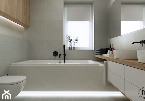 Łazienka III - Średnia z dwoma umywalkami łazienka z oknem, styl nowoczesny - zdjęcie od Femberg Architektura Wnętrz