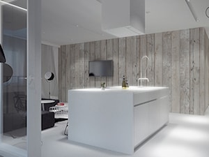 Mieszkanie_Gdańsk_CentralPark - Kuchnia z wyspą lub półwyspem, styl minimalistyczny - zdjęcie od asymetric studio