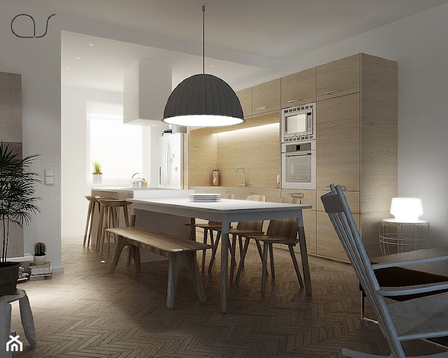 Mieszkanie_Gdynia_Orłowo - Średnia biała jadalnia w kuchni, styl skandynawski - zdjęcie od asymetric studio