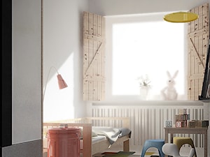 Mieszkanie_Kraków_WolaDuchacka - Średni biały pokój dziecka dla dziecka dla chłopca dla dziewczynki, styl skandynawski - zdjęcie od asymetric studio