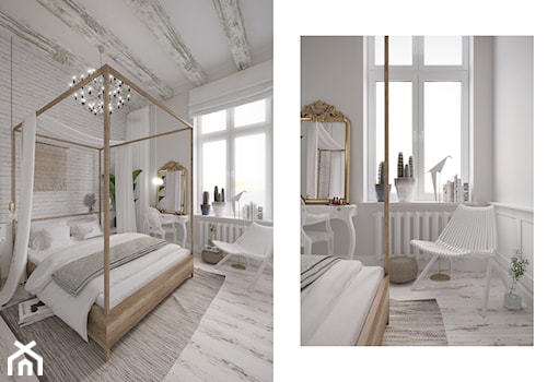 Mieszkanie Gdańsk Wrzeszcz - Średnia biała sypialnia, styl nowoczesny - zdjęcie od asymetric studio