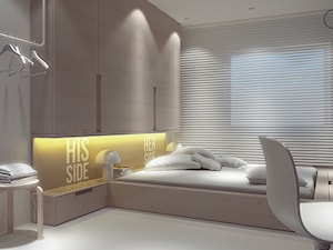 Mieszkanie_Gdańsk_CentralPark - Średnia szara sypialnia, styl minimalistyczny - zdjęcie od asymetric studio