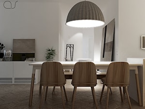 Mieszkanie_Gdynia_Orłowo - Średnia szara jadalnia jako osobne pomieszczenie, styl skandynawski - zdjęcie od asymetric studio