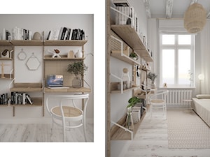 Mieszkanie Gdańsk Wrzeszcz - Średnia szara z biurkiem sypialnia, styl nowoczesny - zdjęcie od asymetric studio