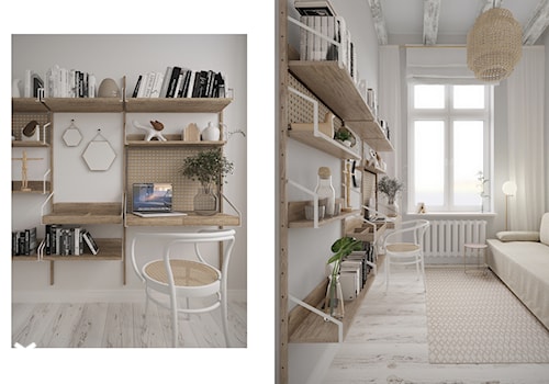 Mieszkanie Gdańsk Wrzeszcz - Średnia szara z biurkiem sypialnia, styl nowoczesny - zdjęcie od asymetric studio
