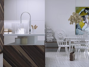 Mieszkanie_Gdańsk_NeptunPark - Średnia szara jadalnia w kuchni, styl skandynawski - zdjęcie od asymetric studio
