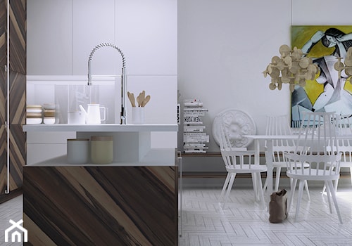 Mieszkanie_Gdańsk_NeptunPark - Średnia szara jadalnia w kuchni, styl skandynawski - zdjęcie od asymetric studio