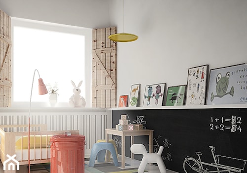 Mieszkanie_Kraków_WolaDuchacka - Średni biały pokój dziecka dla dziecka dla chłopca dla dziewczynki, styl skandynawski - zdjęcie od asymetric studio