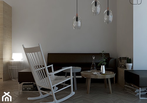 Mieszkanie_Gdynia_Orłowo - Średni beżowy biały salon, styl skandynawski - zdjęcie od asymetric studio