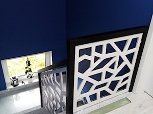 Balustrada ażurowa MDF Nowoczesny Geometryczny wzór Biały Panel Czarna Rama