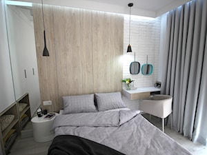 Eleganckie, nowoczesne, jasne mieszkanie w apartamentowcu - Mała biała z biurkiem sypialnia, styl nowoczesny - zdjęcie od MK HOME
