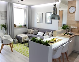 Przytulnie, nowocześnie, klimatycznie - Mały biały salon z kuchnią z jadalnią, styl nowoczesny - zdjęcie od MK HOME - Homebook