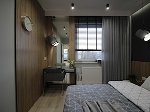 Nowoczesny apartament, 72m2 - Średnia czarna szara sypialnia, styl nowoczesny - zdjęcie od MK HOME