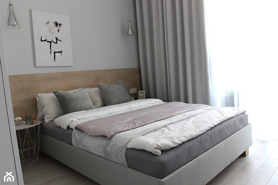 Przytulnie, nowocześnie, klimatycznie - Średnia szara sypialnia, styl nowoczesny - zdjęcie od MK HOME