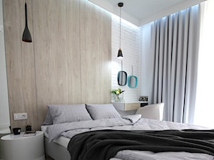 Eleganckie, nowoczesne, jasne mieszkanie w apartamentowcu - Średnia biała z biurkiem sypialnia, styl nowoczesny - zdjęcie od MK HOME